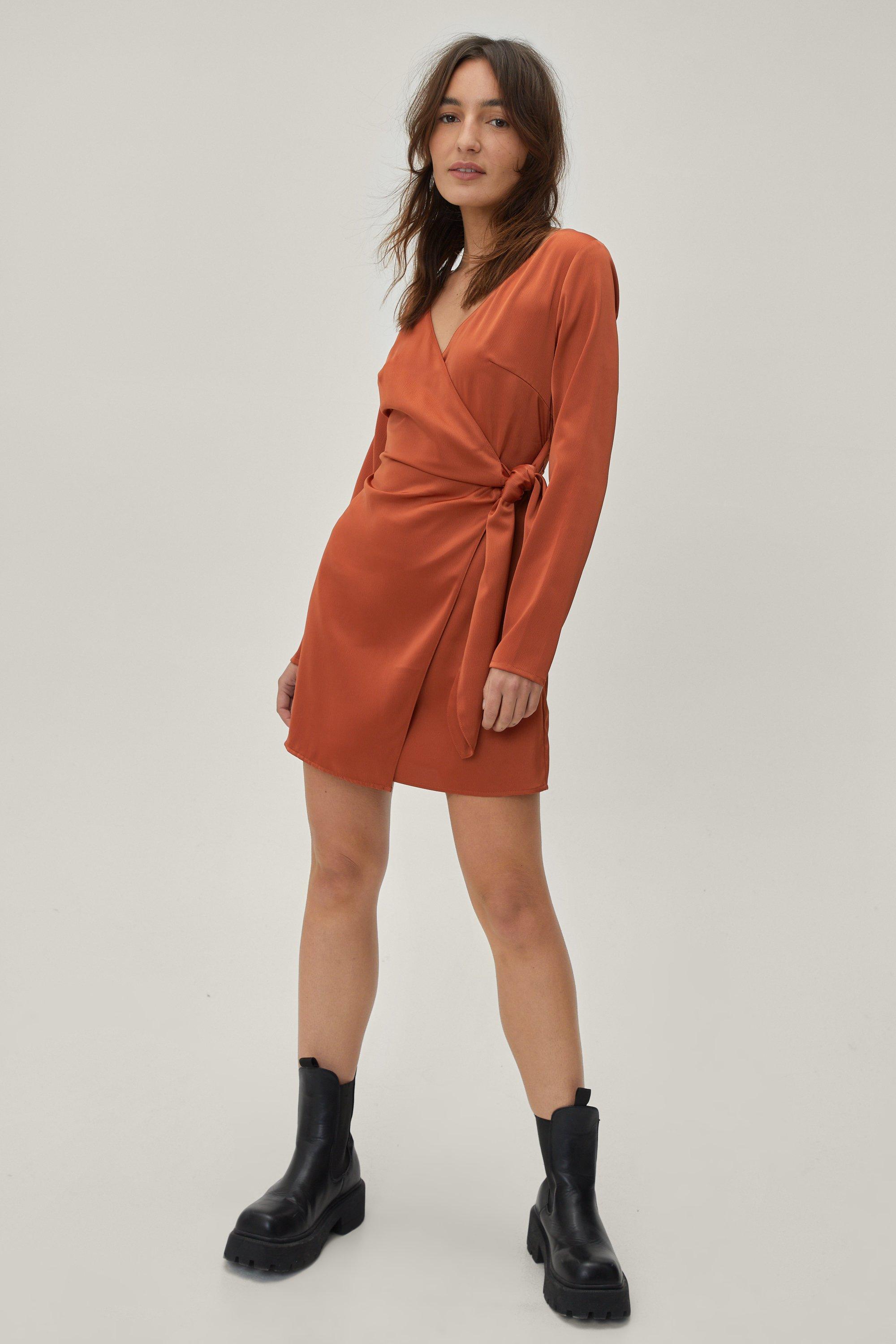 Petite mini wrap clearance dress